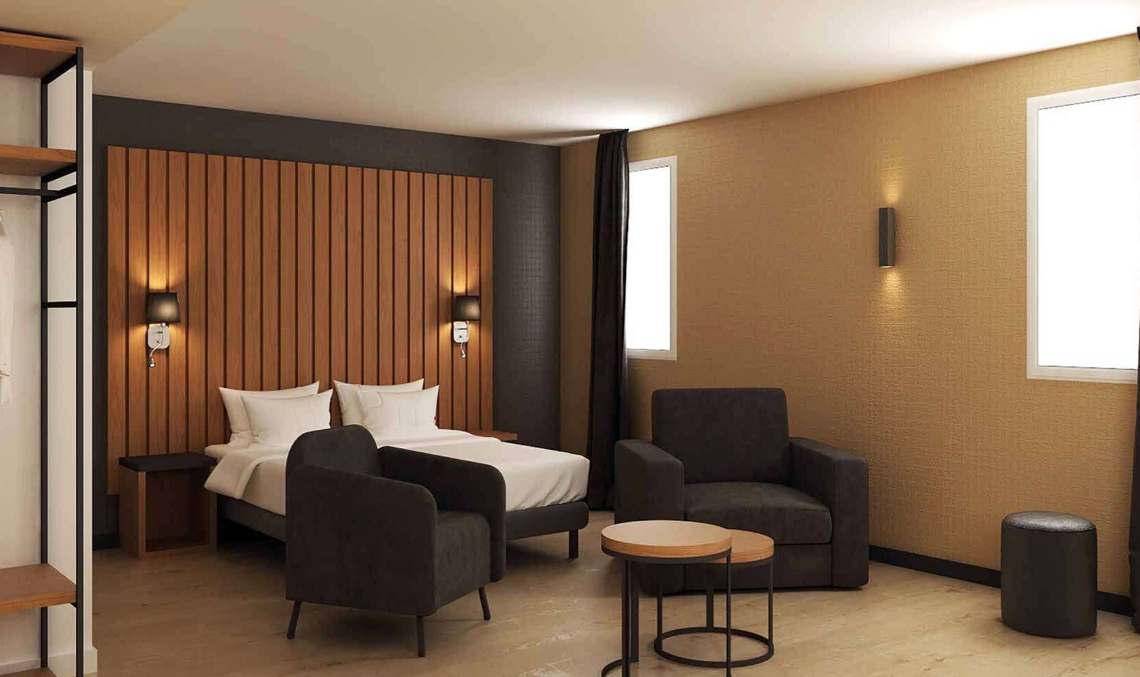Chambre d’hôtel collection Modern Wood — mobilier hôtelier sur mesure, style zen moderne