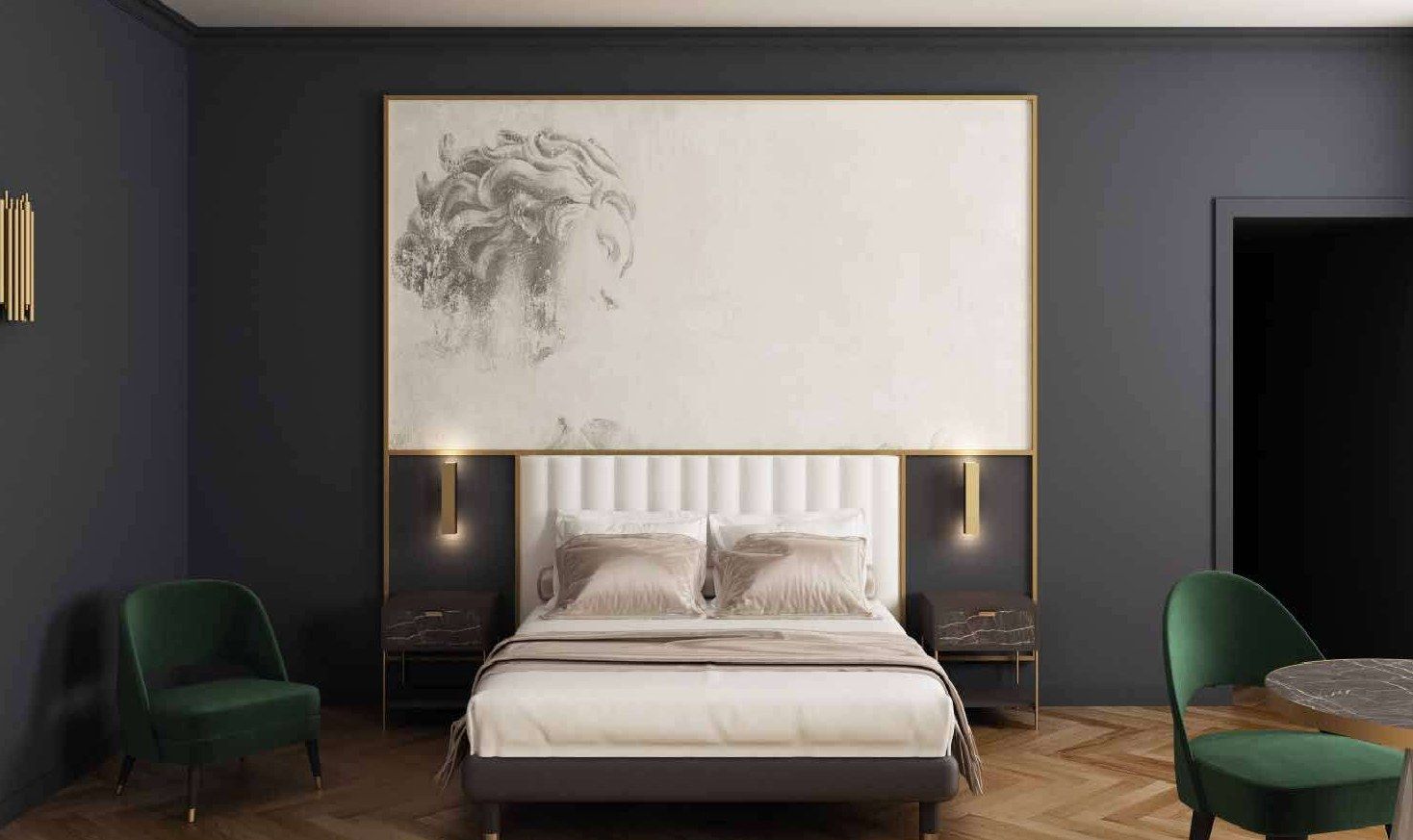 Chambre d’hôtel collection Sophia — mobilier hôtelier sur mesure, style chic néoclassique